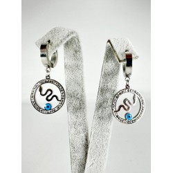 Gümüş Taşlı Yılan Detaylı Küpe